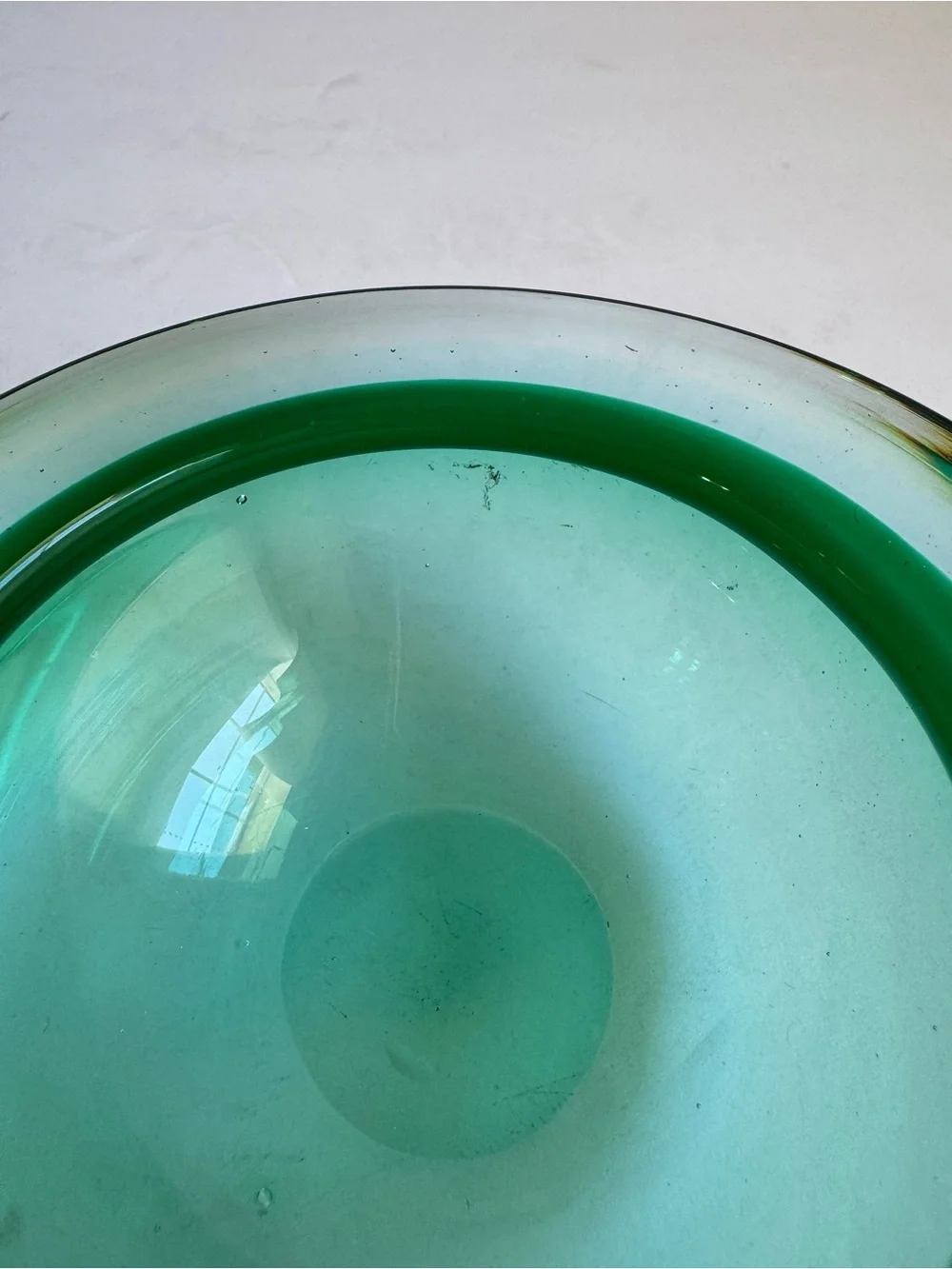 Vintage Murano Art Glass Bowl Turquoise Blue Green Catchall Trinket Dish Geode